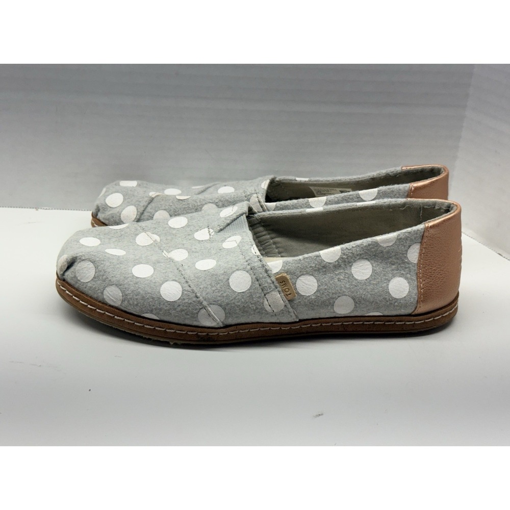 Toms Women's Sz 7.5 Classic Alpargata Polka Dot Slip On Flats Comfort Gray Shoes